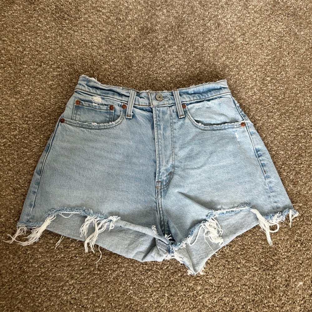 Abercrombie Light Blue Distressed Denim Women’s Shorts